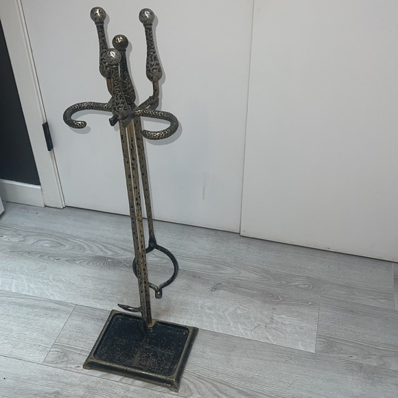 The Adams Comapny Dubuque Iowa Other - Vintage Adams Company Iowa Goldtone and Black Fireplace Tool Set